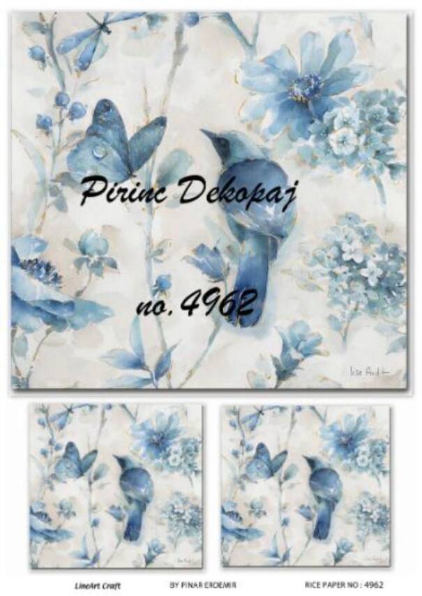 Mavi Kuş Desenli Pirinç Dekopaj Model : 4962 - 1