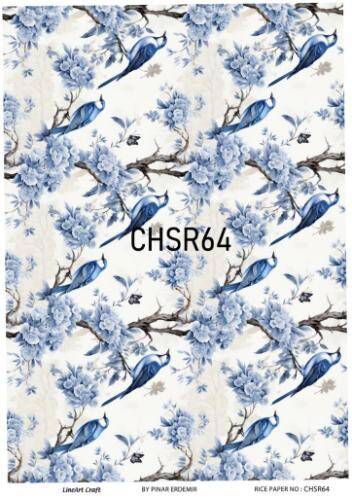 Mavi Kuş Desenli Pirinç Dekopaj Model : CHSR64 - 1