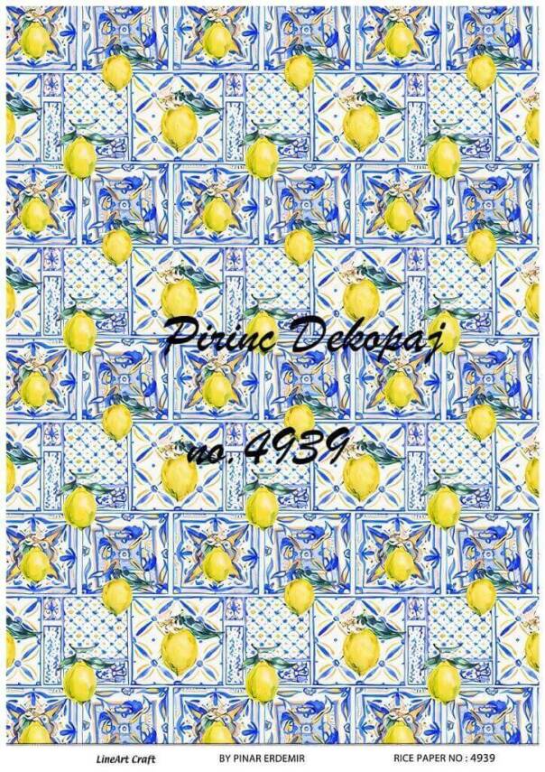 Mavi Limon Desenli Pirinç Dekopaj Model : 4939 - 1