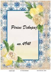 Mavi Limon Desenli Pirinç Dekopaj Model : 4941 - Line Art