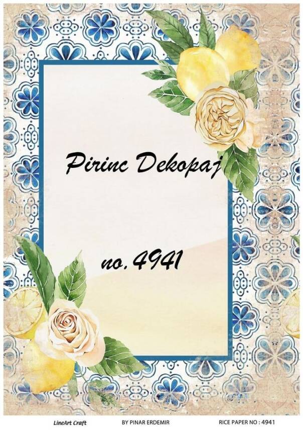 Mavi Limon Desenli Pirinç Dekopaj Model : 4941 - 1
