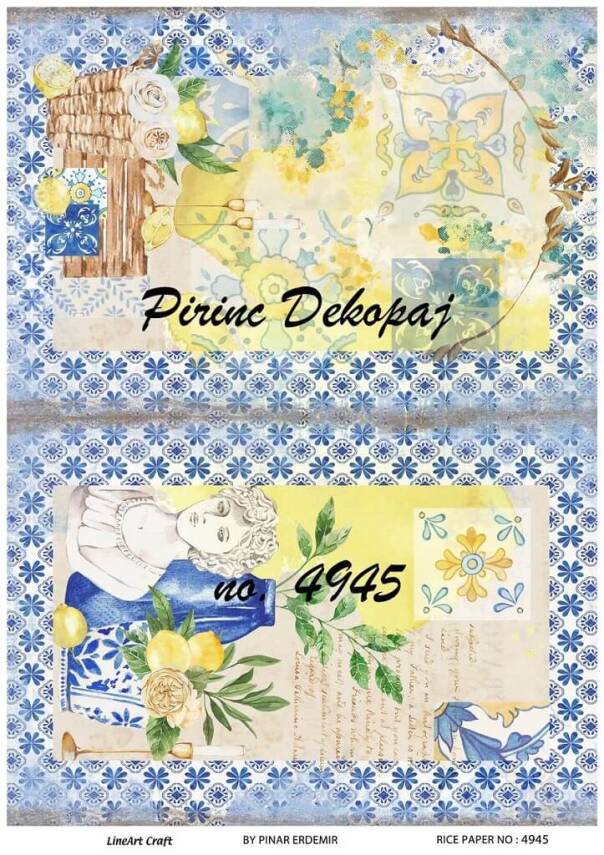 Mavi Limon Desenli Pirinç Dekopaj Model : 4945 - 1