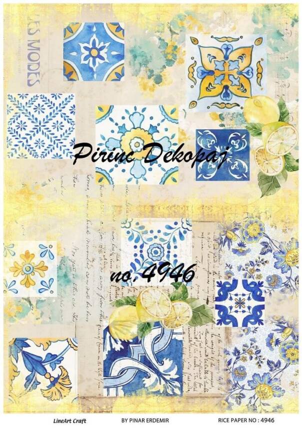 Mavi Limon Desenli Pirinç Dekopaj Model : 4946 - 1