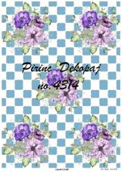 Mavi Mor Çiçek Desenli Pirinç Dekopaj Model : 4314 - Line Art