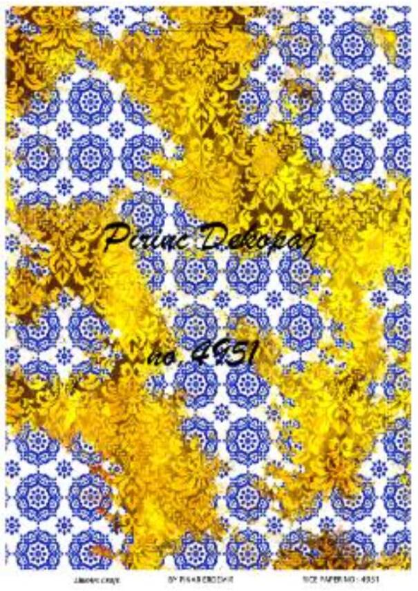 Mavi Sarı Desenli Pirinç Dekopaj Model : 4951 - 1