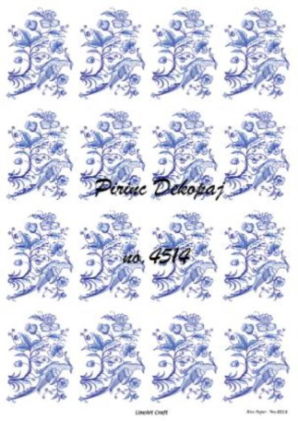 Mavi Tavuzkuşu Desenli Pirinç Dekopaj Model : 4514 - 1