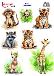 Maymun-Zebra Desenli Sulu Transfer Kağıdı STI-636 - Tual Hobi Craft İst
