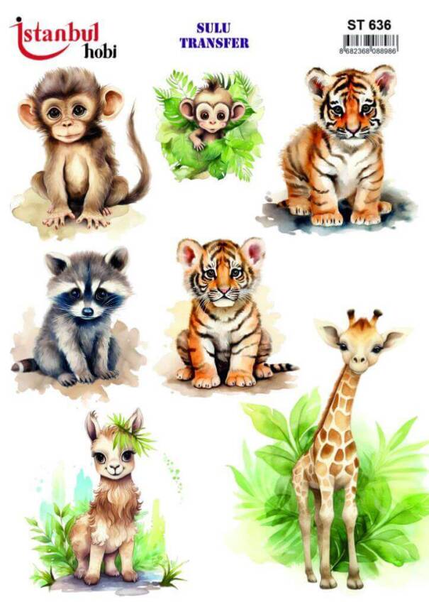 Maymun-Zebra Desenli Sulu Transfer Kağıdı STI-636 - 1