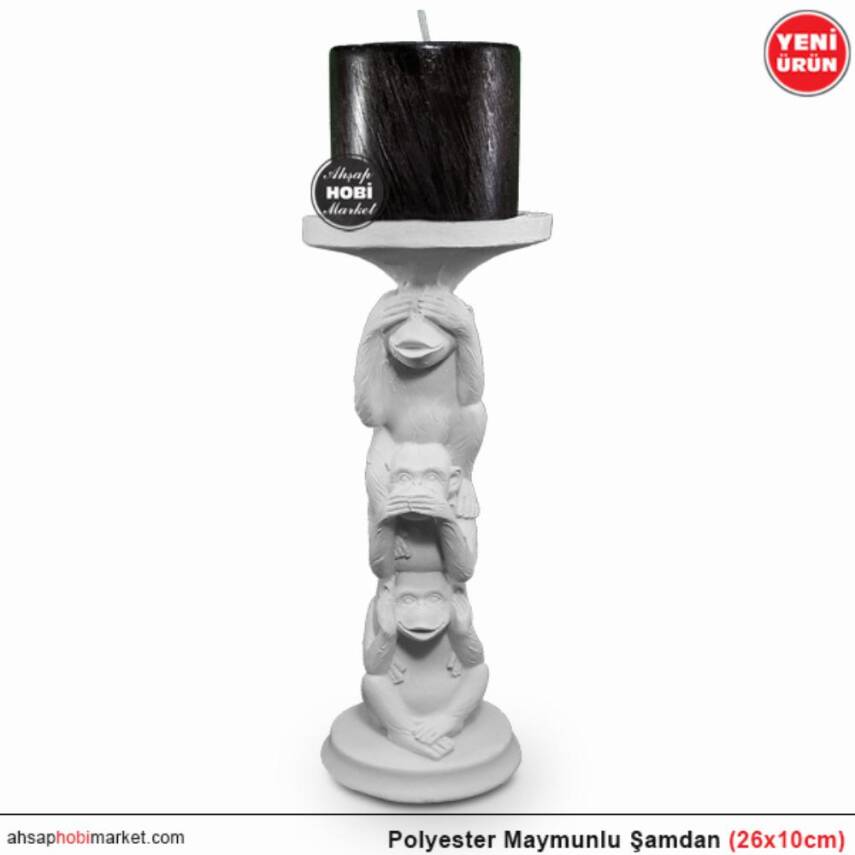Maymunlu Şamdan Mumluk (26x10 cm) Ham Polyester - 3