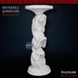Maymunlu Şamdan Mumluk (26x10 cm) Ham Polyester - Tual Hobi Sanat (1)