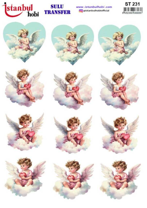 Melek Desenli Sulu Transfer Kağıdı STI 231 - 1