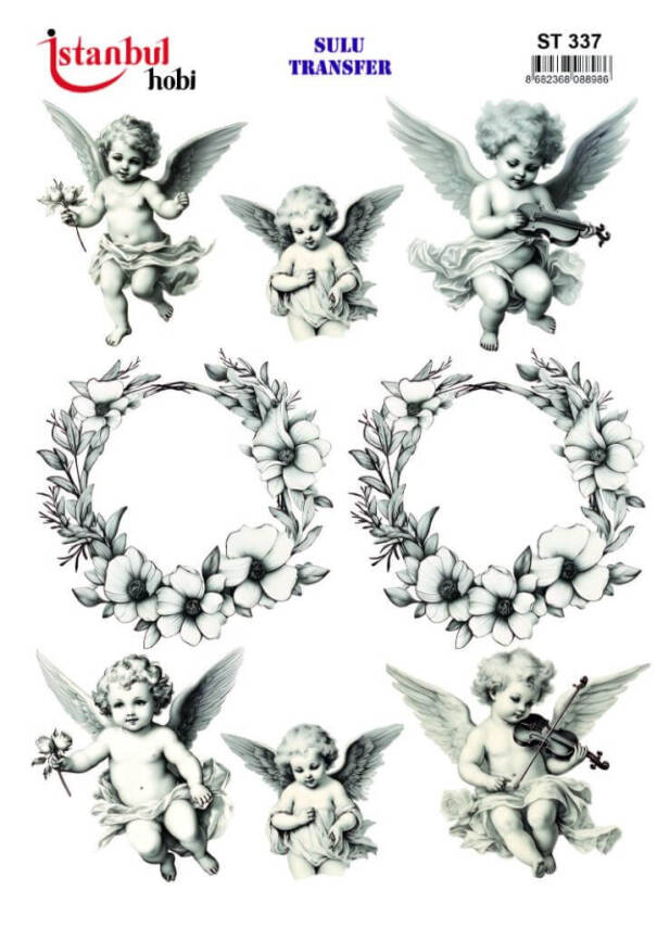 Melek Desenli Sulu Transfer Kağıdı STI-337 - 1