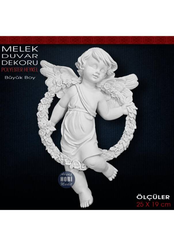 Melek Duvar Dekoru Büyük Boy (25x19 cm) Ham Polyester - 1
