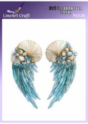 Melek Kanadı ve Marine Desenli Kumaş Transfer Kağıdı LNT-K020 (20x20 cm) - Line Art