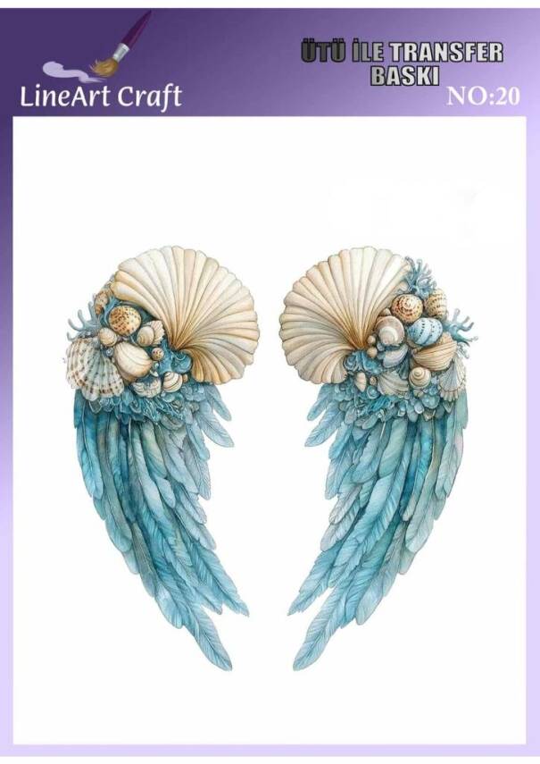 Melek Kanadı ve Marine Desenli Kumaş Transfer Kağıdı LNT-K020 (20x20 cm) - 1