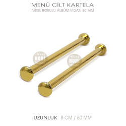 Menü Cilt Kartela Albüm Vidalı Boru (80 mm) Parlak Gold - Tual Hobi Sanat