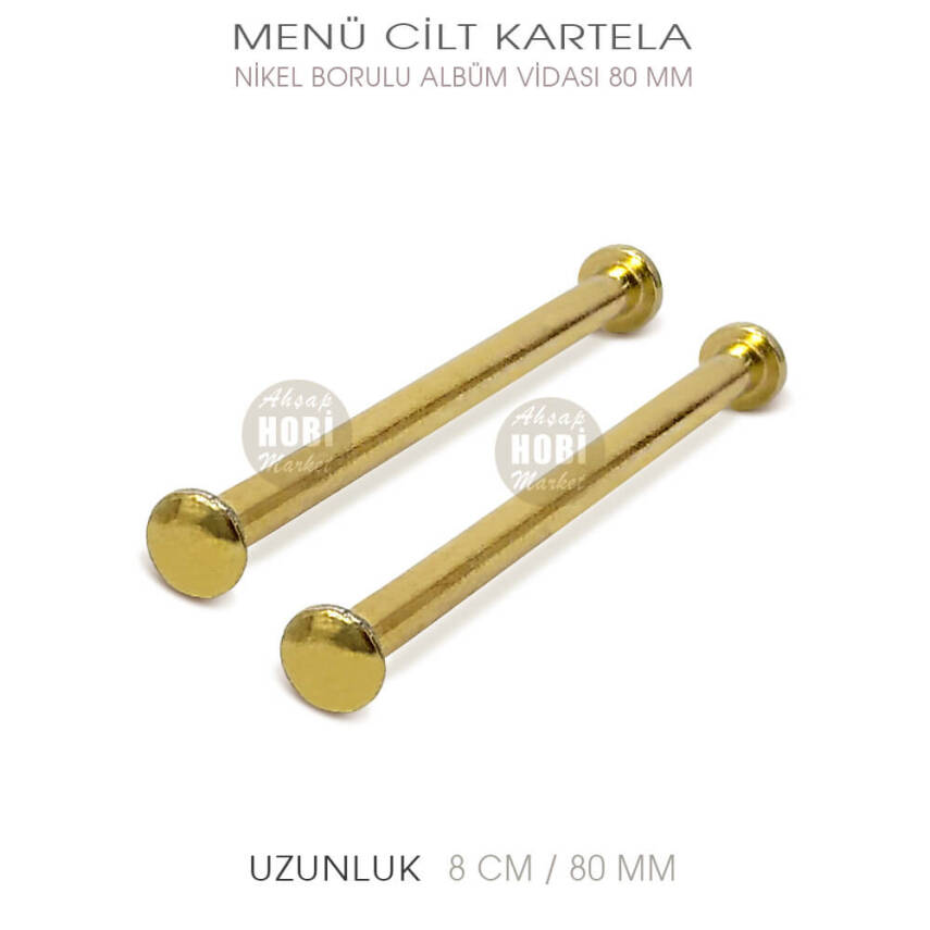 Menü Cilt Kartela Albüm Vidalı Boru (80 mm) Parlak Gold - 1