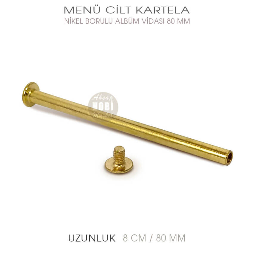 Menü Cilt Kartela Albüm Vidalı Boru (80 mm) Parlak Gold - 2