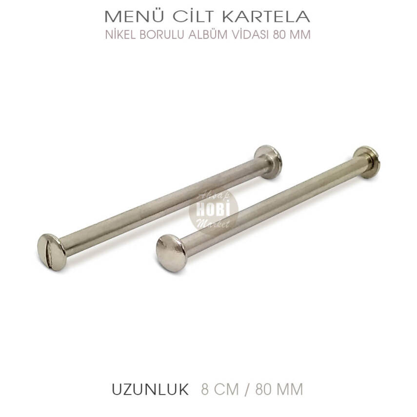 Menü Cilt Kartela Albüm Vidalı Boru (80 mm) Parlak Gümüş - 1