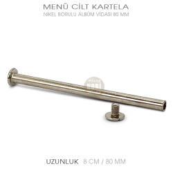 Menü Cilt Kartela Albüm Vidalı Boru (80 mm) Parlak Gümüş - Tual Hobi Sanat (1)