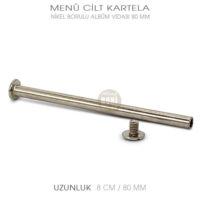 Menü Cilt Kartela Albüm Vidalı Boru (80 mm) Parlak Gümüş - 2