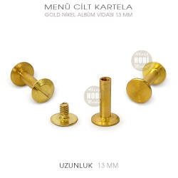 Menü Cilt Kartela Albüm Vidası (13 mm) Parlak Gold - Tual Hobi Sanat
