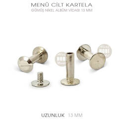 Menü Cilt Kartela Albüm Vidası (13 mm) Parlak Gümüş - Tual Hobi Sanat
