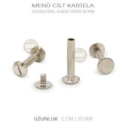 Menü Cilt Kartela Albüm Vidası (20 mm) Parlak Gümüş - Tual Hobi Sanat
