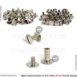 Menü Cilt Kartela Albüm Vidası (9 mm) Parlak Gümüş - Tual Hobi Sanat