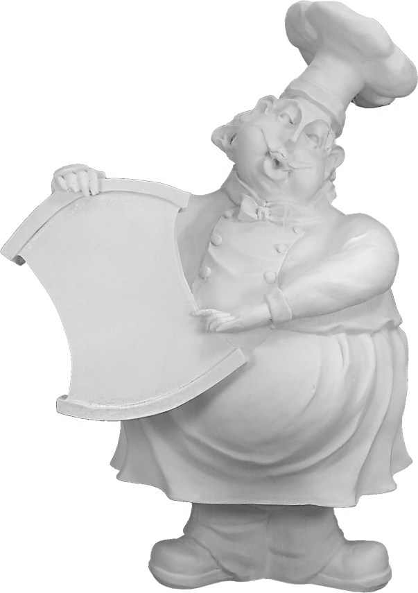 Menülü Ahçıbaşı Heykeli (40x25 cm) Ham Polyester - 3