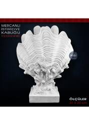 Mercanlı İstiridye Kabuğu Vazo Biblo (31x20 cm) Ham Polyester - Tual Hobi Sanat