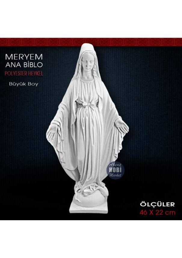 Meryem Ana Biblo Büyük Boy (46x22 cm) Ham Polyester - 1