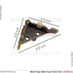 Metal Köşe Etekli Ayak Antik Altın (1,5x2,5 cm) Vida Hediyeli - Tual Hobi Sanat (1)