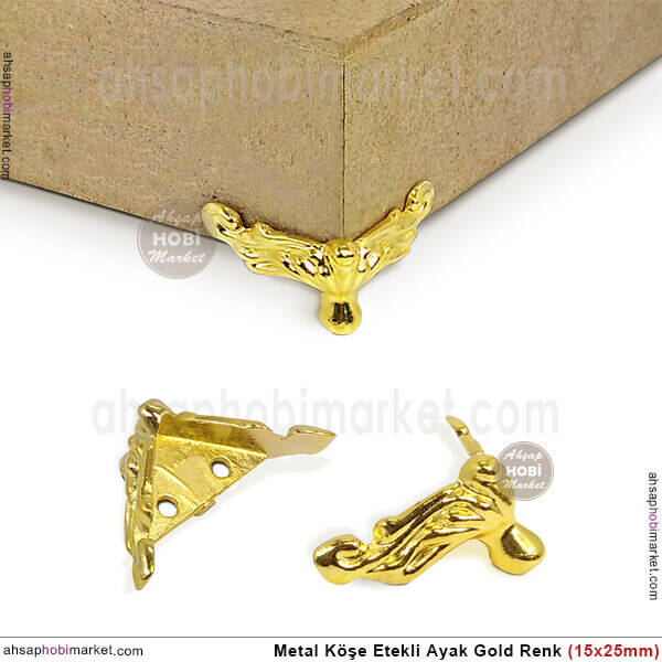 Metal Köşe Etekli Ayak Gold (1,5x2,5 cm) Vida Hediyeli - 1