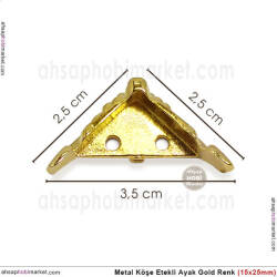 Metal Köşe Etekli Ayak Gold (1,5x2,5 cm) Vida Hediyeli - Tual Hobi Sanat (1)