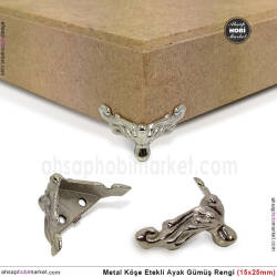 Metal Köşe Etekli Ayak Gümüş Rengi (1,5x2,5 cm) Vida Hediyeli - Tual Hobi Sanat