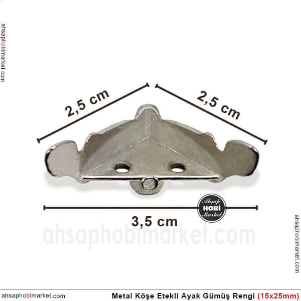 Metal Köşe Etekli Ayak Gümüş Rengi (1,5x2,5 cm) Vida Hediyeli - 2