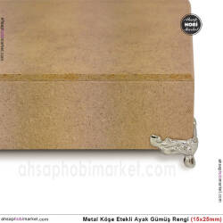 Metal Köşe Etekli Ayak Gümüş Rengi (1,5x2,5 cm) Vida Hediyeli - 3