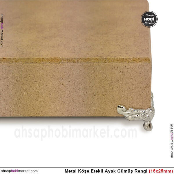 Metal Köşe Etekli Ayak Gümüş Rengi (1,5x2,5 cm) Vida Hediyeli - 3