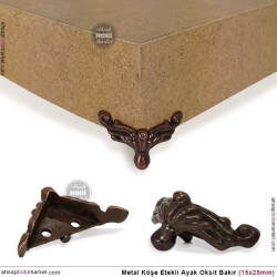 Metal Köşe Etekli Ayak Oksit Bakır (1,5x2,5 cm) Vida Hediyeli - Tual Hobi Sanat