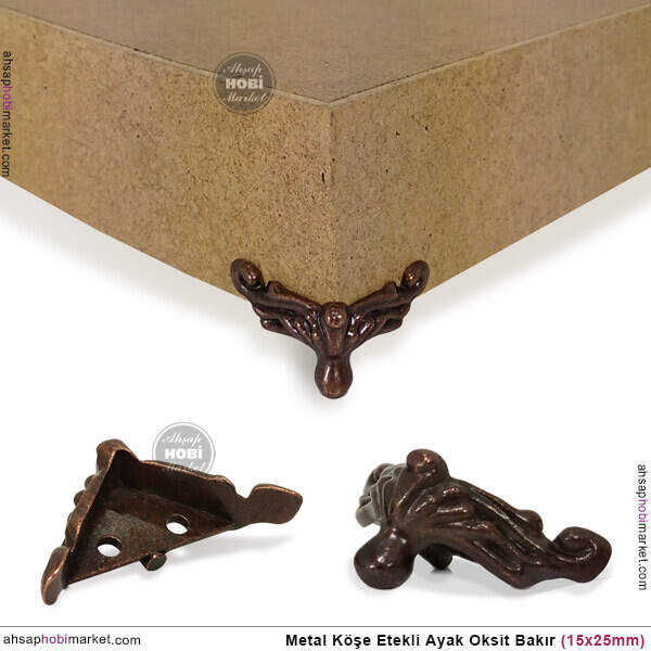 Metal Köşe Etekli Ayak Oksit Bakır (1,5x2,5 cm) Vida Hediyeli - 1