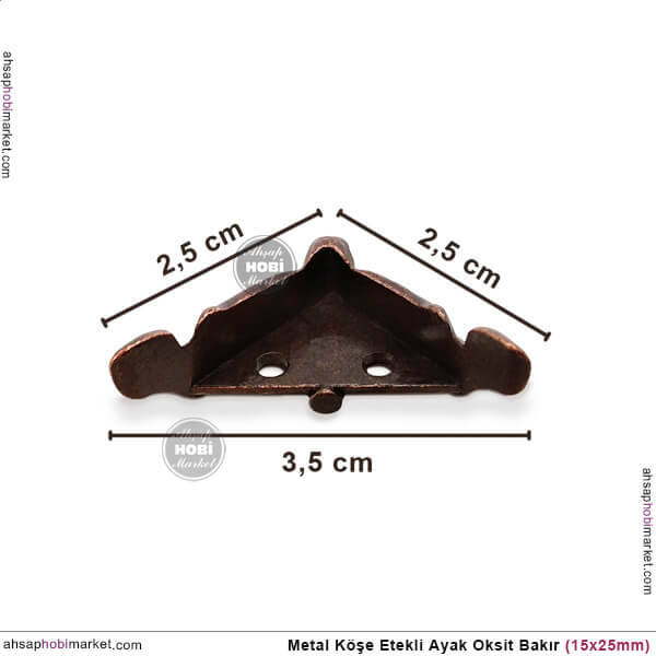 Metal Köşe Etekli Ayak Oksit Bakır (1,5x2,5 cm) Vida Hediyeli - 2