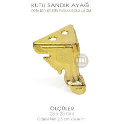 Metal Kutu Ayağı Kelebek Model Orta Boy (28x25 mm) Parlak Gold - Tual Hobi Sanat (1)