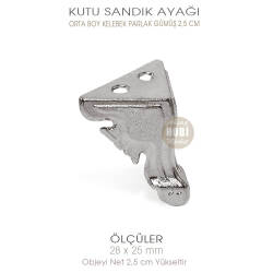 Metal Kutu Ayağı Kelebek Model Orta Boy (28x25 mm) Parlak Gümüş - Tual Hobi Sanat (1)