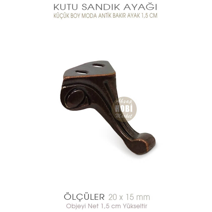 Metal Kutu Ayağı Moda Model Küçük (20x15 mm) Antik Bakır - 2