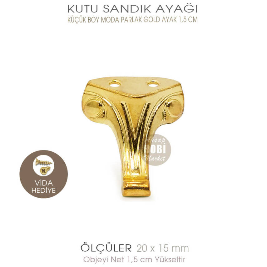 Metal Kutu Ayağı Moda Model Küçük (20x15 mm) Parlak Gold - 1