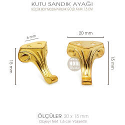 Metal Kutu Ayağı Moda Model Küçük (20x15 mm) Parlak Gold - 3