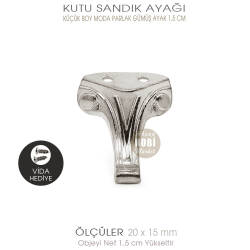 Metal Kutu Ayağı Moda Model Küçük (20x15 mm) Parlak Gümüş - Tual Hobi Sanat