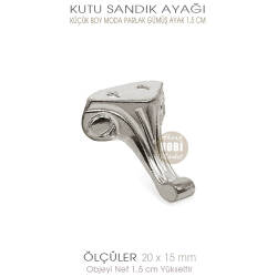 Metal Kutu Ayağı Moda Model Küçük (20x15 mm) Parlak Gümüş - Tual Hobi Sanat (1)