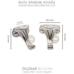 Metal Kutu Ayağı Moda Model Küçük (20x15 mm) Parlak Gümüş - 3